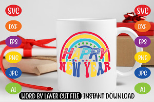 Happy New Year Retro SVG Design