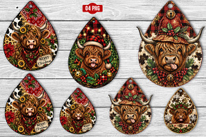 Christmas Cow Tag Earrings Png, a Transportation Illustration by SinaCreation