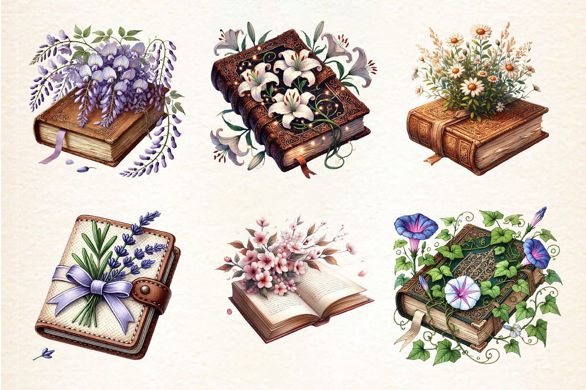 Flower Book Clipart Bundle,, an Illustration by DreamArtGraphic (Photo 4 of 5)