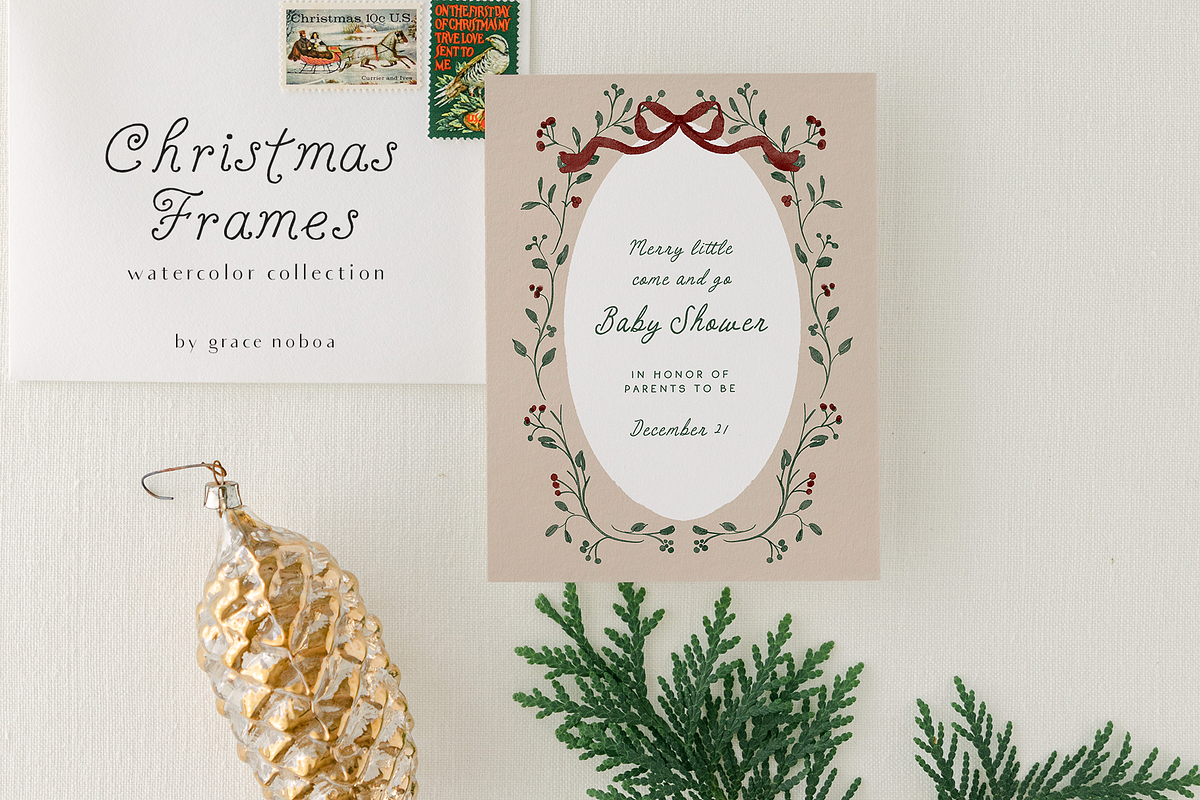 Christmas holiday frames backgrounds, a Background Graphic by Grace Noboa Illustrations (Photo 2 of 13)