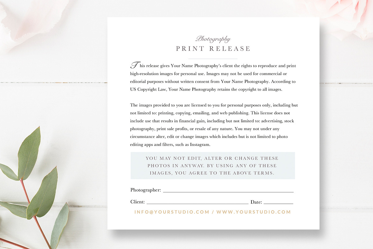 Photographer Print Release, a Flyer Template by By Stephanie Design (Photo 2 of 2)