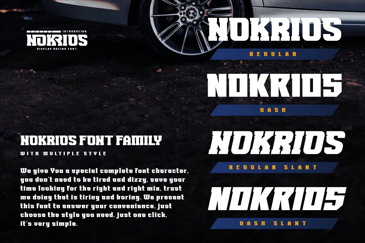NOKRIOS | Speed Racing Font, a Font by twinstd (Photo 2 of 13)