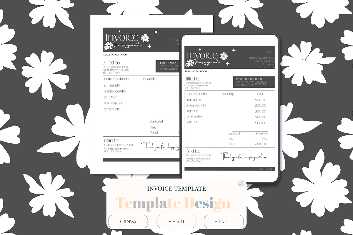 Editable Canva Invoice Template, a Stationery Template by Little Creative Scribbles (Photo 1 of 2)