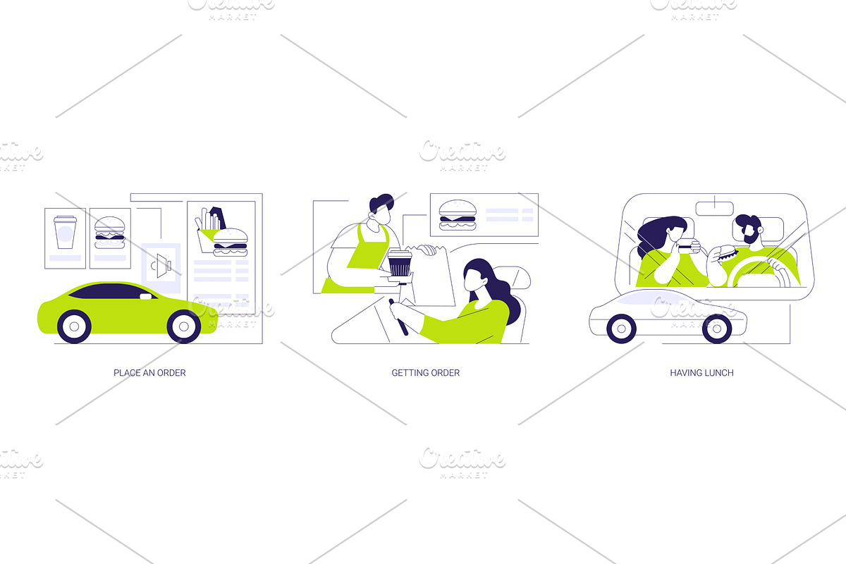 Drive in restaurant isolated cartoon, a Person Illustration by Visual Generation