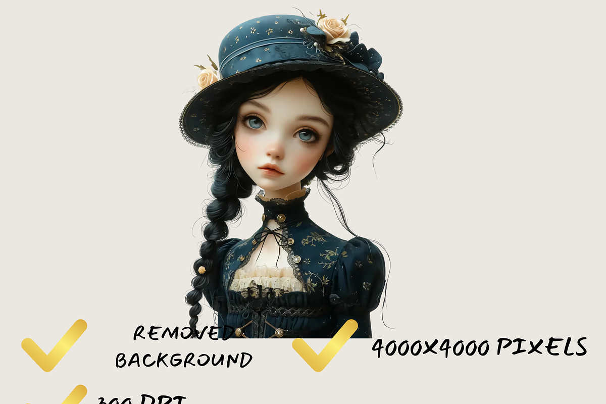 GOTHIC PORTRAIT GIRLS CLIPART PACK, a Person Illustration by Daring Digies (Photo 4 of 5)