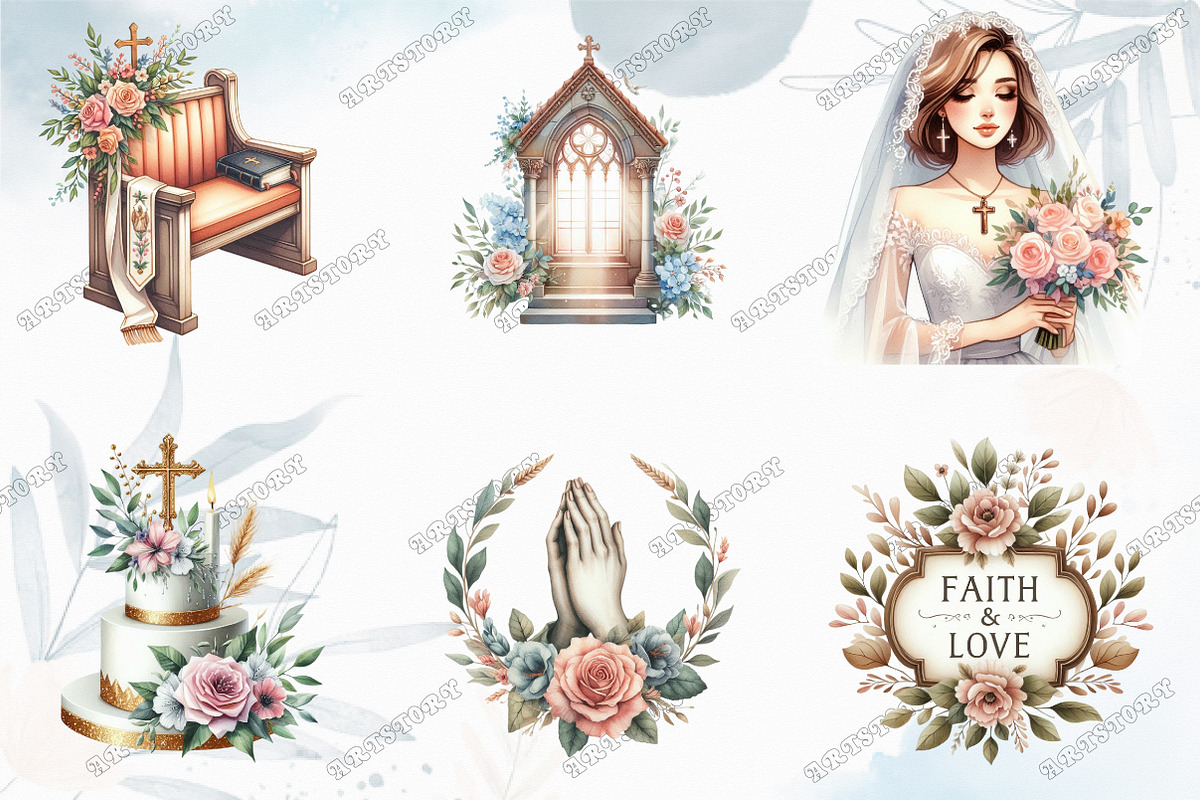 Watercolor Christian Wedding Clipart, a Graphic by designcity5 (Photo 3 of 5)
