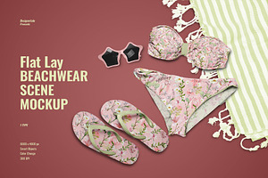 Flat Lay Beachwear Scene Mockup