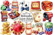 Casino Watercolor Cliparts, an Illustration by OK Design (Thumbnail 1 of 5)
