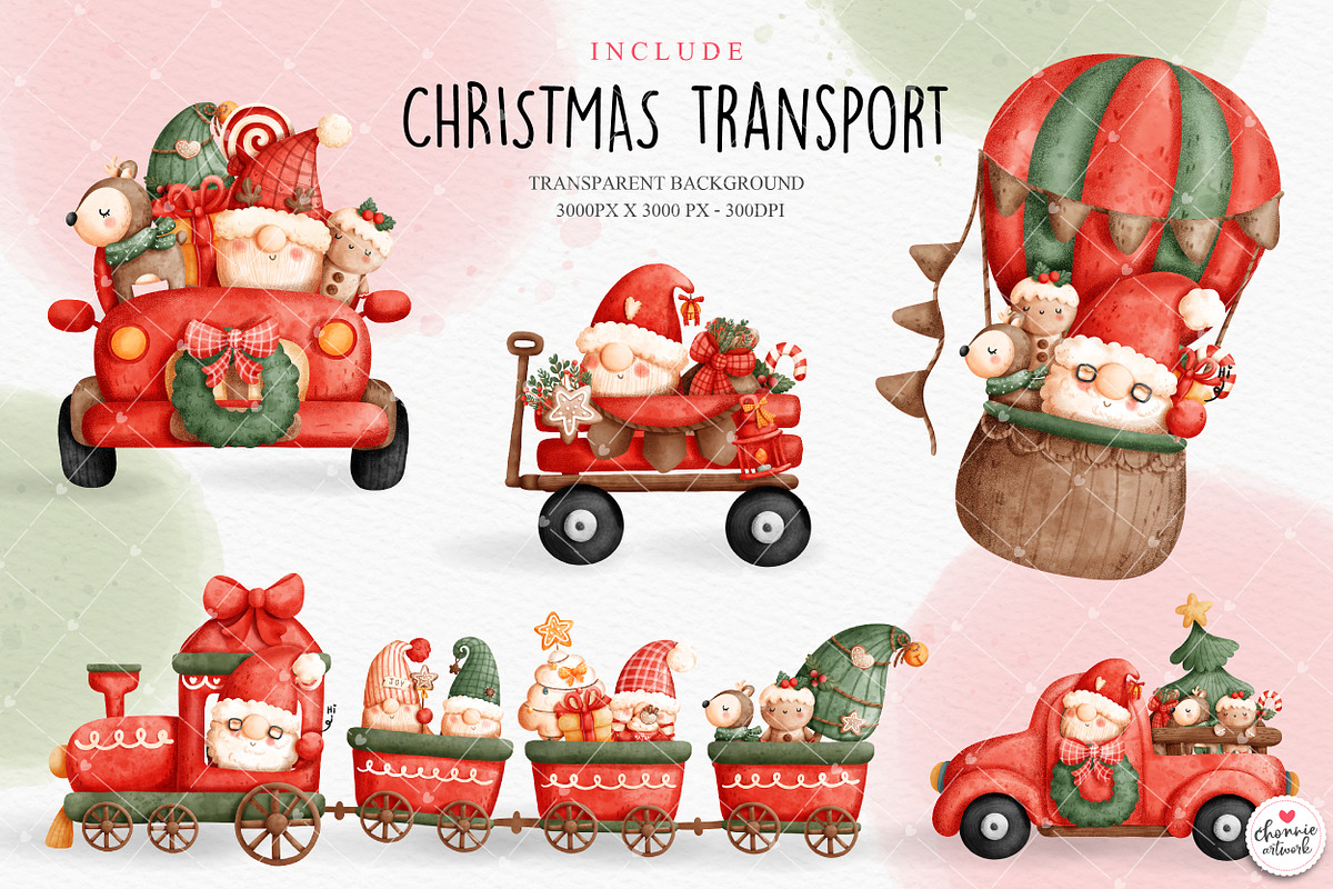 Christmas gnome clipart, an Illustration by Chonnieartwork (Photo 5 of 8)