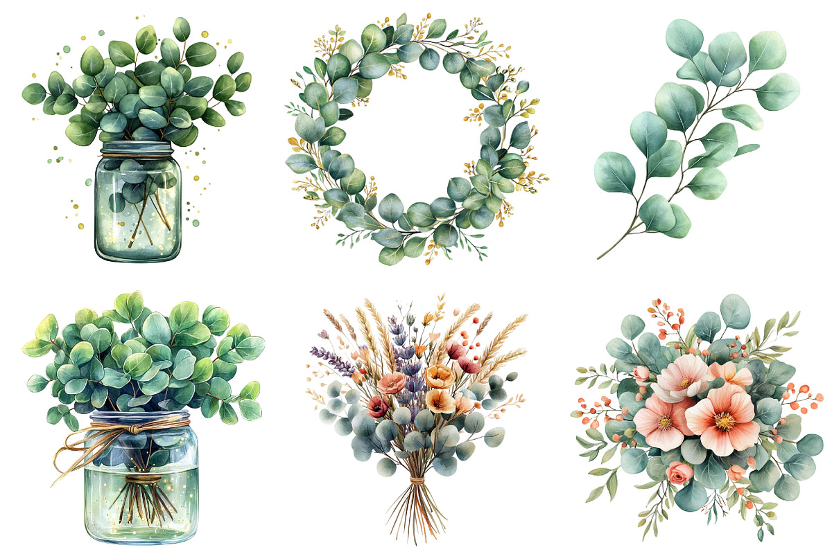 Eucalyptus Greenery Clipart, an Illustration by Watercolor design (Photo 2 of 4)