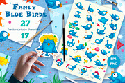 Fancy Blue Birds Big set. Characters, a Food Illustration by Maycat_store (Thumbnail 1 of 6)