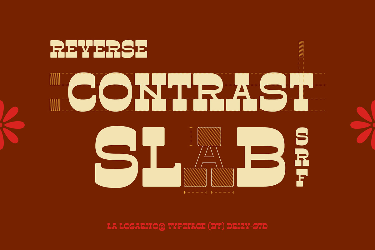 La Losarito – Reverse Contrast Weste, a Slab Serif Font by Drizy (Photo 3 of 10)
