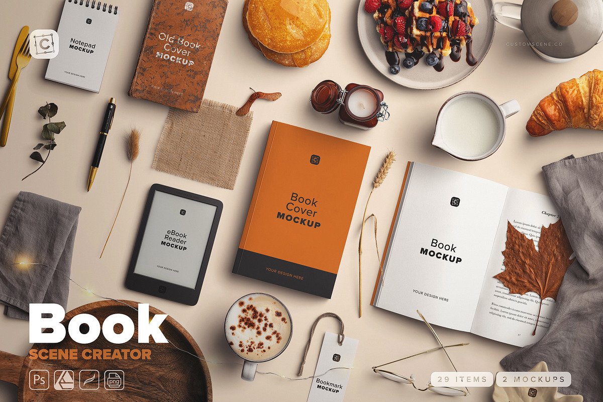 Book Mockup Scene Creator, a Books & Magazine Mockup by Custom Scene (Photo 1 of 13)