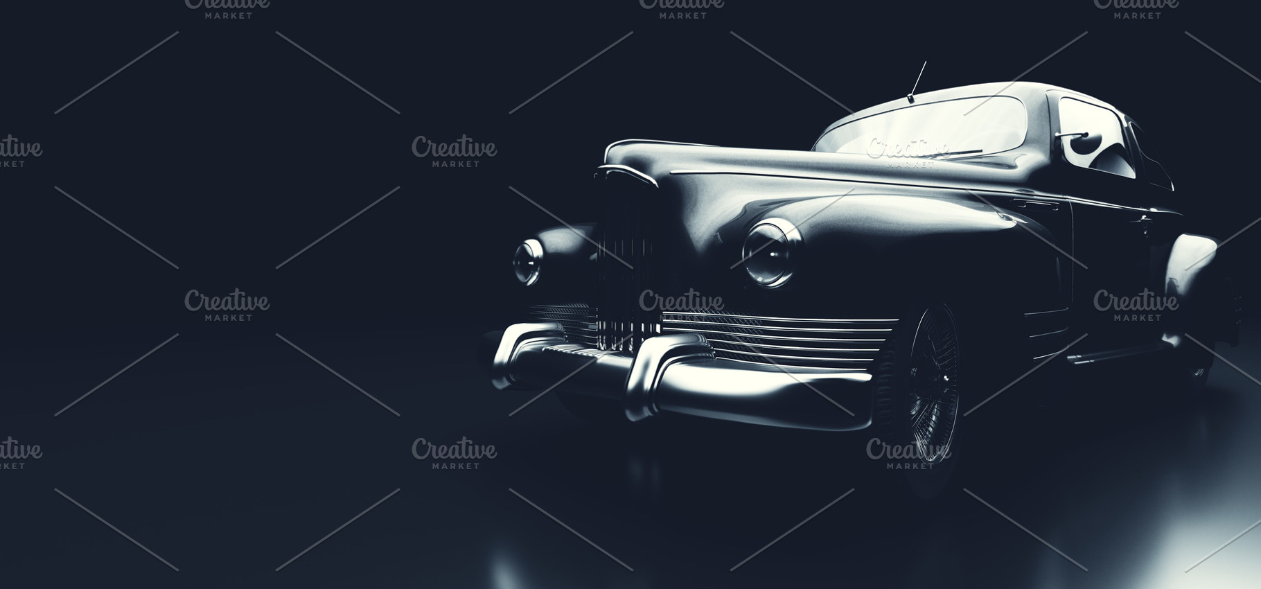 Classic retro car on black., a Transportation Photo by Photocreo Michal Bednarek