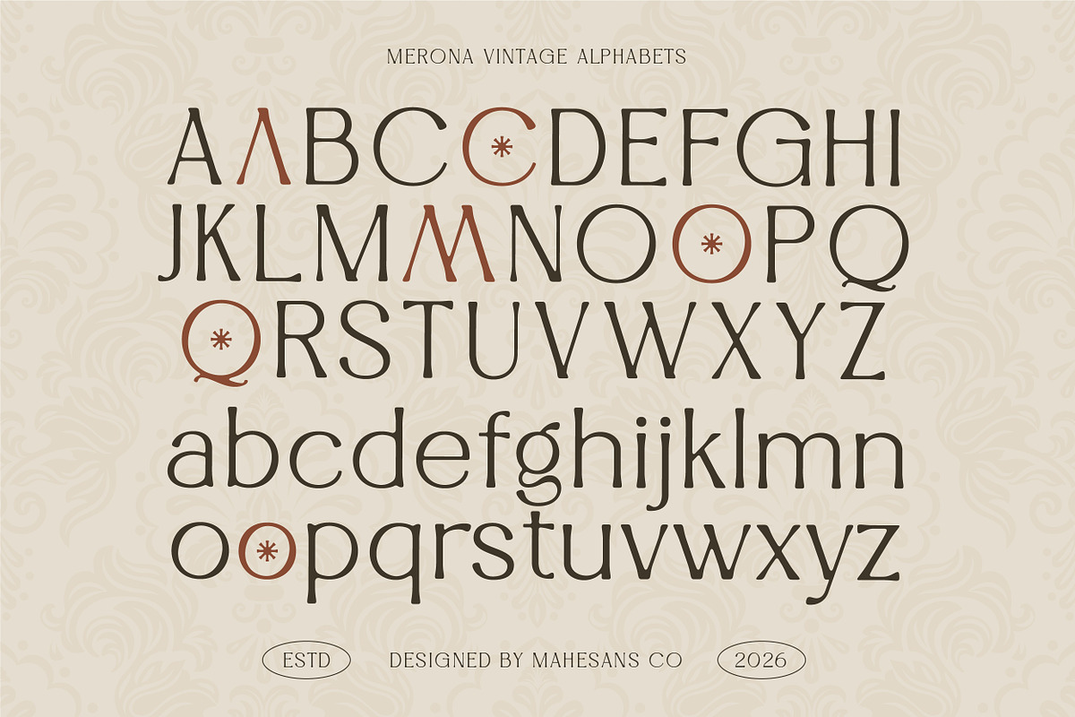 Merona – Vintage Display Typeface, a Serif Font by Mahesans Co (Photo 9 of 10)