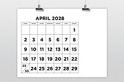 2028 Large Number 8.5x11 Calendar, a Stationery Template by Running With Foxes (Thumbnail 2 of 5)