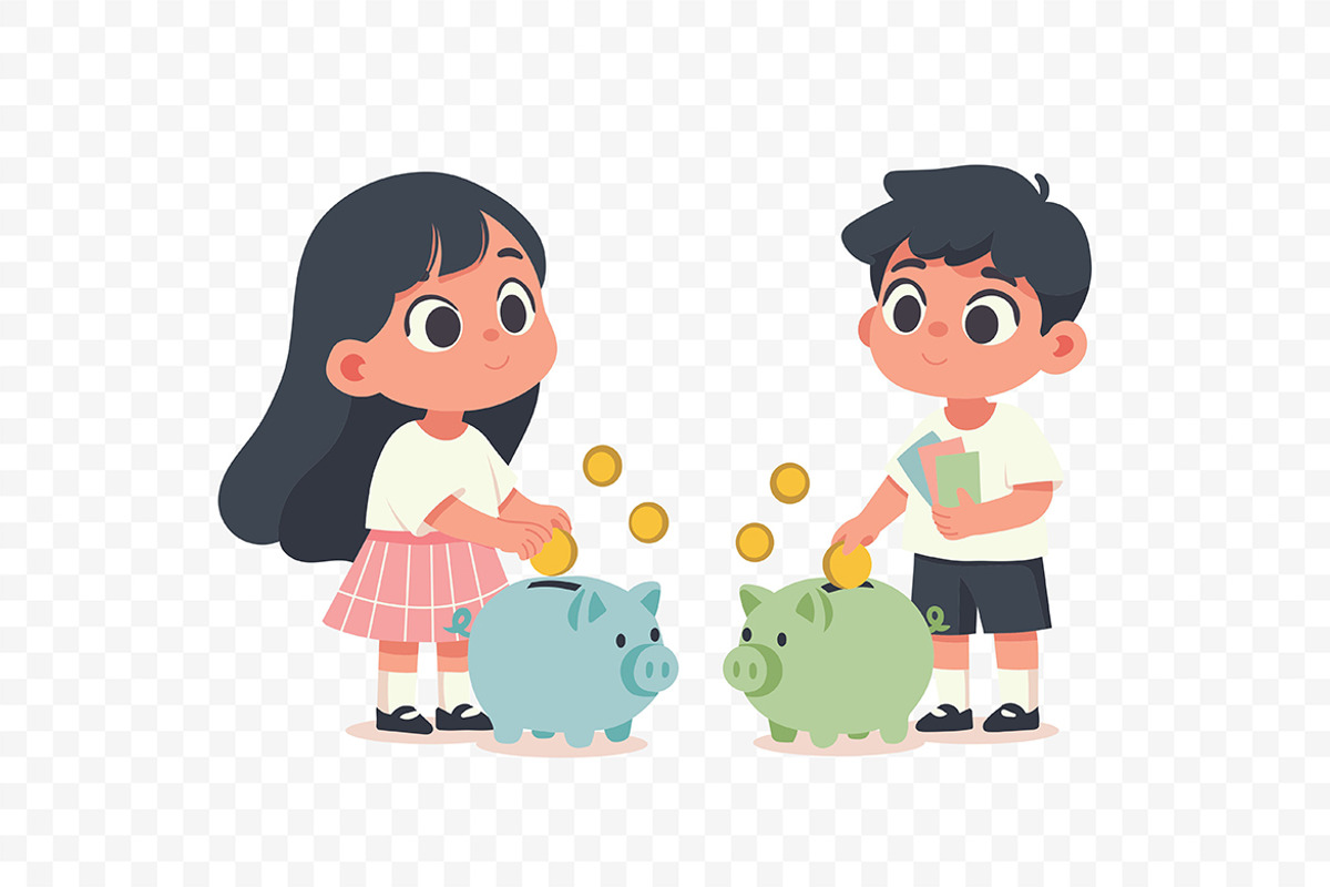 Happy Children Saving Coins, a Person Illustration by Partikusi Design (Photo 3 of 3)