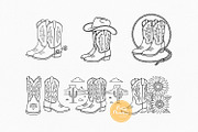 Cowboy Boots Line Art Clipart, an Object Illustration by Pretty Meerkat (Thumbnail 2 of 7)