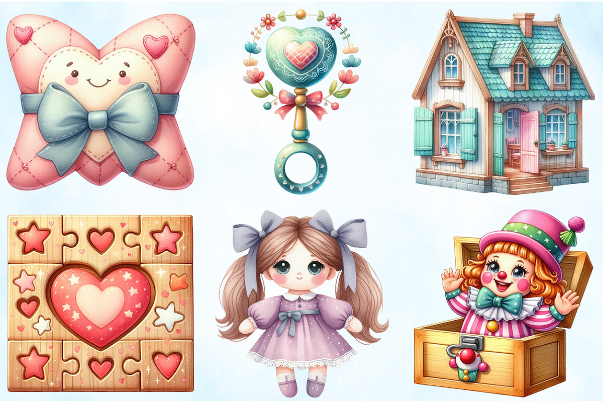 Little Girl Toys Clipart, an Illustration by Craft Nest (Photo 5 of 6)