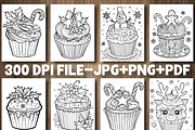 Cupcake Coloring Pages For Adults, a Decorative Illustration by Design Station (Thumbnail 2 of 3)