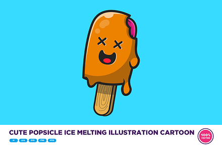 Cute Popsicle Ice Melting Cartoon, a Food Illustration by Catalyst Labs