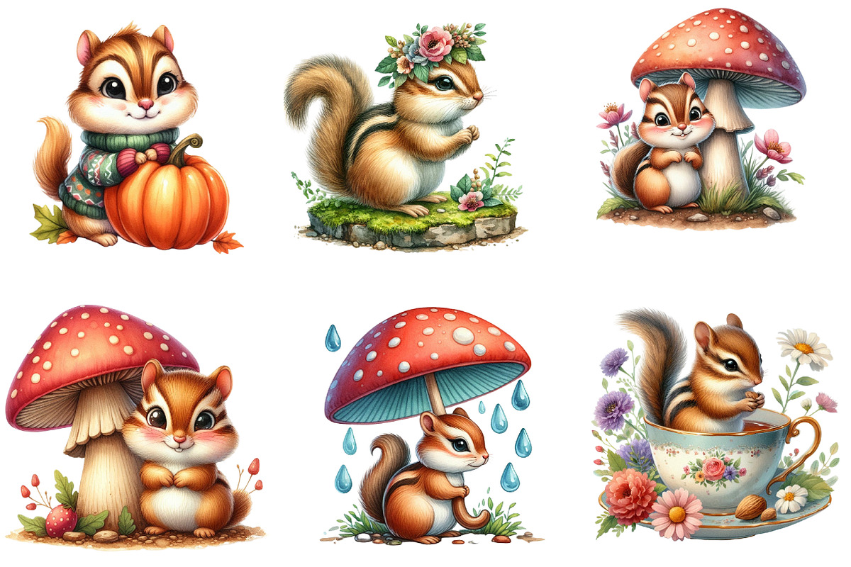 Chipmunk Cute Forest Animal Clipart, an Illustration by DreamArtGraphic (Photo 2 of 5)