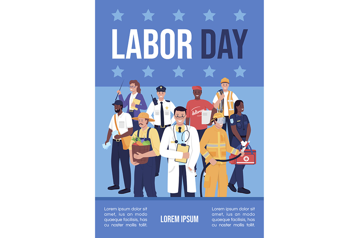 Labor day poster vector template, a Flyer Template by IMG visuals characters