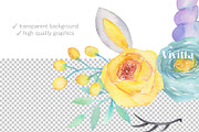 Watercolor Unicorn floral clipart, an Animal Illustration by Vivitta (Thumbnail 3 of 4)