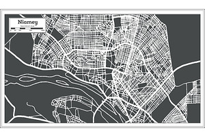 Niamey Niger City Map In Retro Style