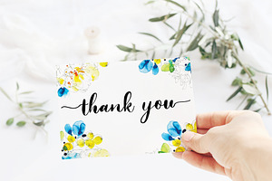 Watercolor Peony Thank You Card