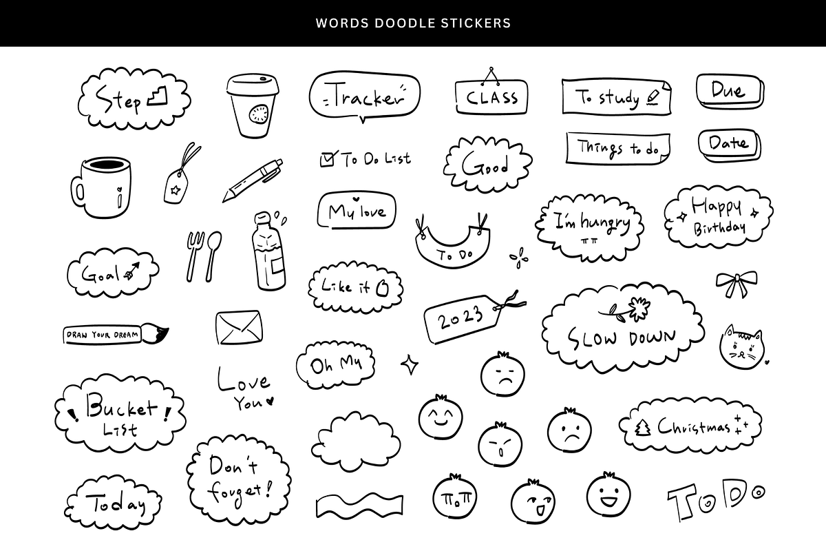 160 doodles for planner, an Object Graphic by Pinkbrush (Photo 5 of 7)