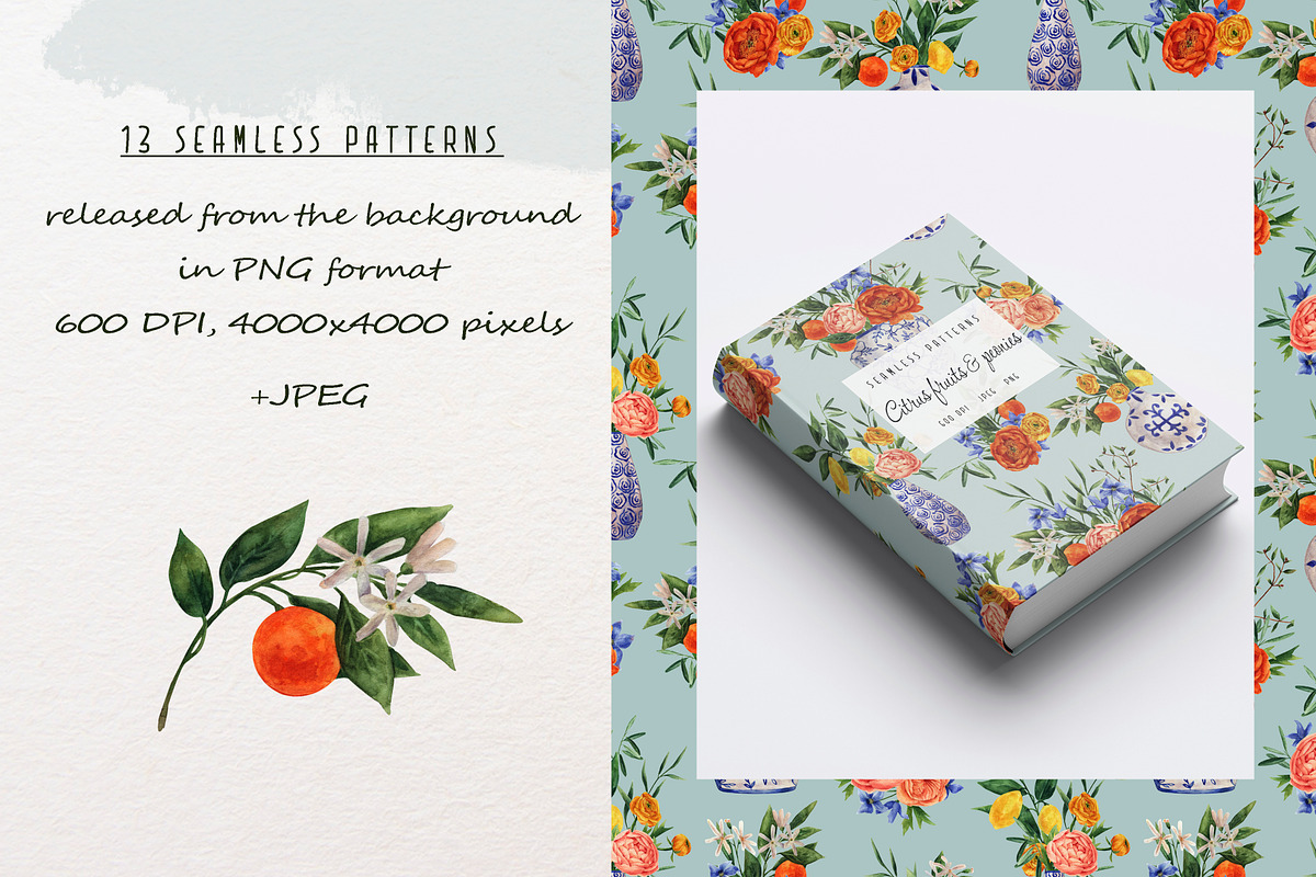 Set of flowers and citrus, a Decorative Illustration by a_ptichkina (Photo 6 of 10)