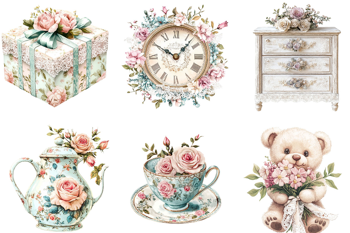 Shabby Chic Mothers Day Clipart, a Seasonal Illustration by Designking (Photo 4 of 5)
