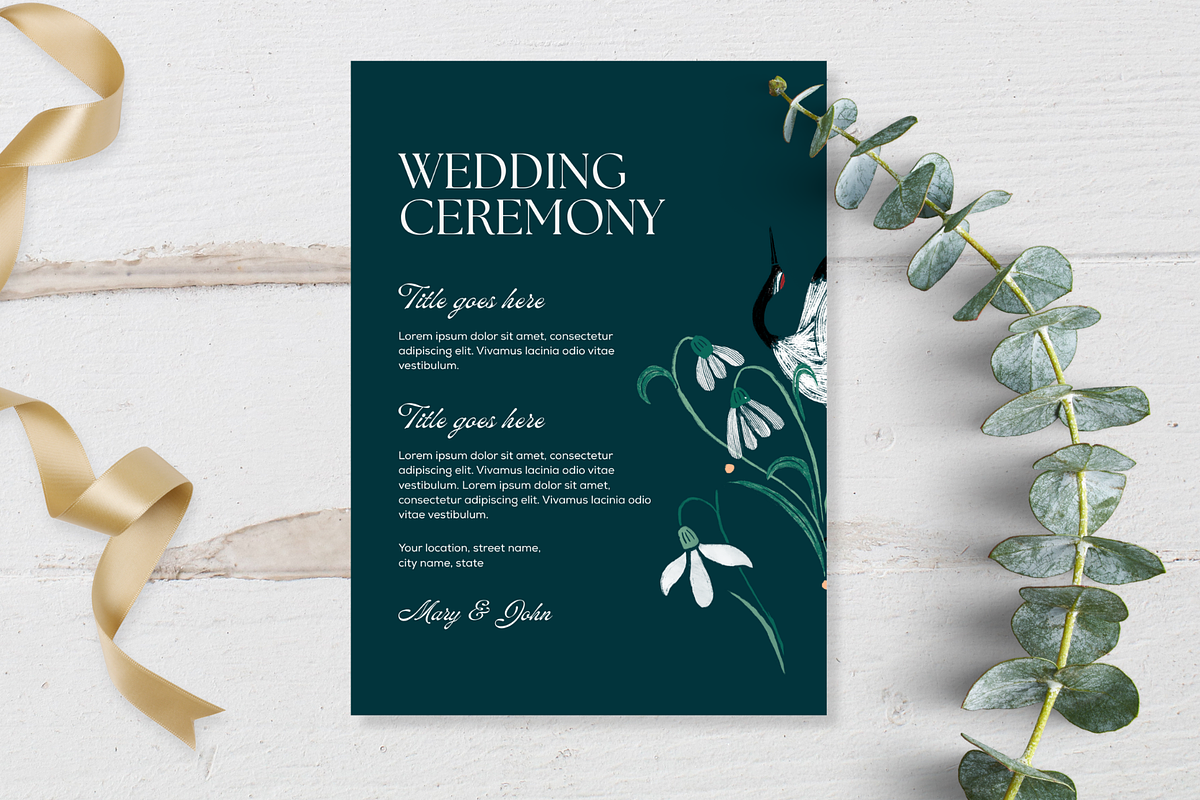 illustrated Wedding Stationery Templat preview 6