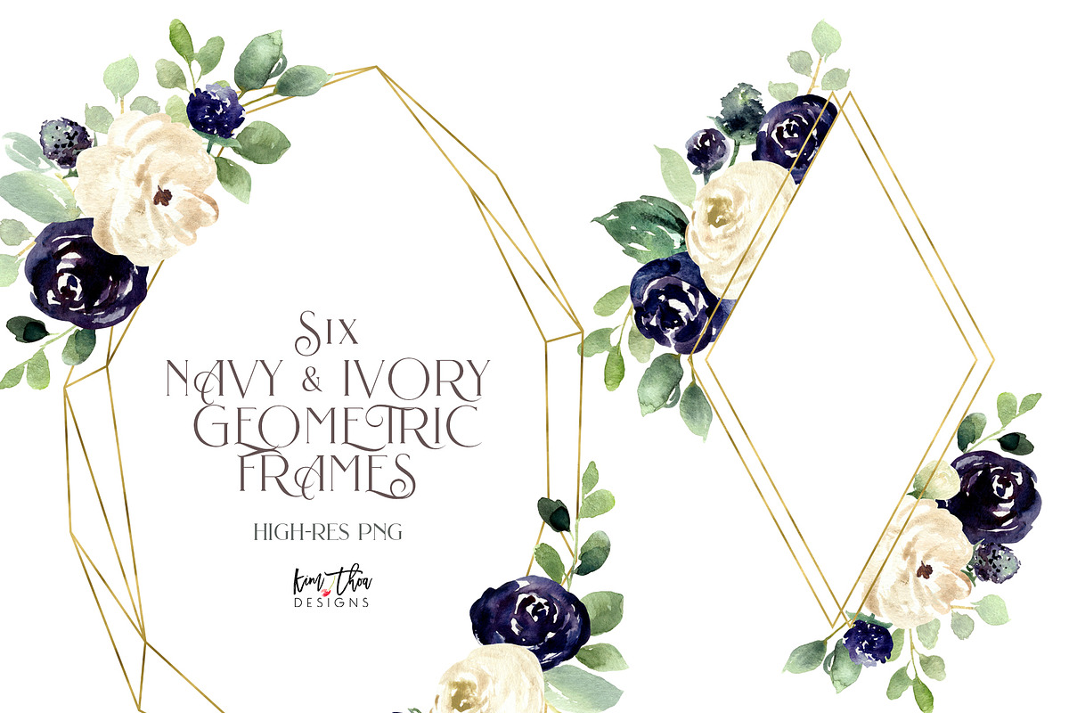 Navy and Ivory with Greenery Flowers, an Illustration by Kim Thoa Designs (Photo 4 of 10)