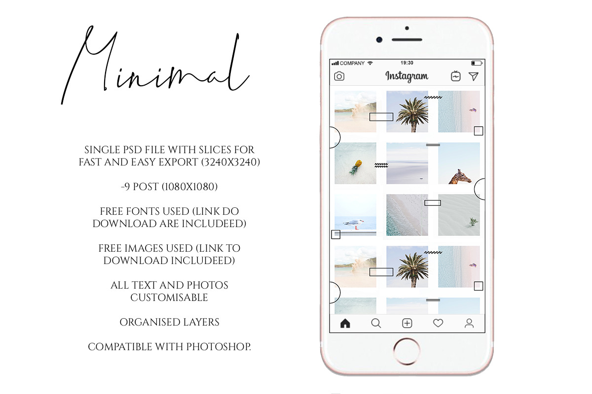 Instagram Post Template Minimal, a Templates & Theme by Bumblebee (Photo 2 of 6)