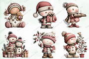 Watercolor Christmas Snowman Clipart, an Illustration by Creative Art (Thumbnail 3 of 10)