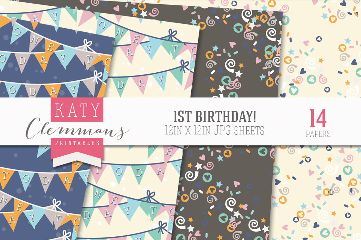 1st Birthday patterned papers preview 4
