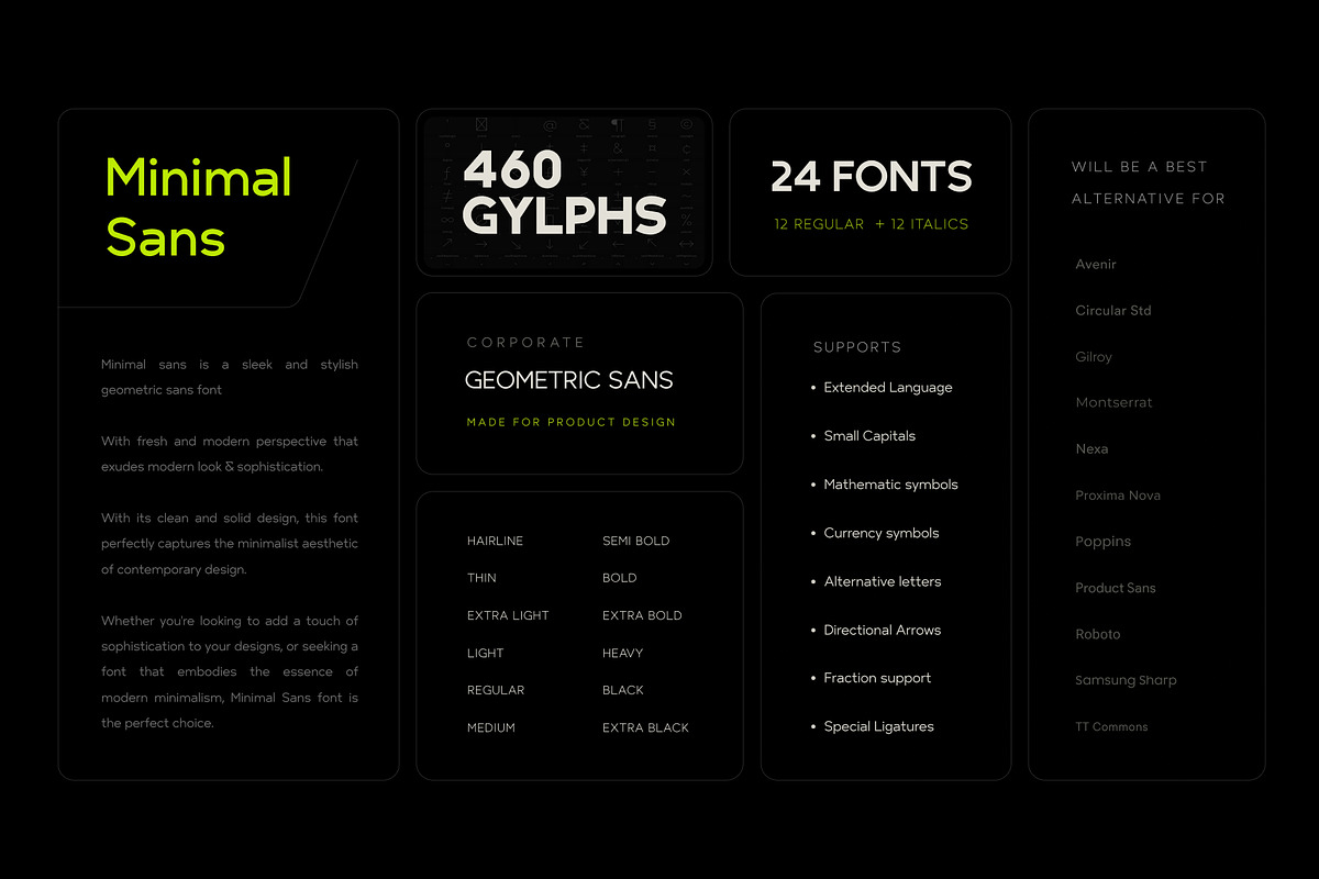 Minimal Sans - Geometric - 24 fonts, a Sans Serif Font by Peninsula Studioz (Photo 7 of 12)