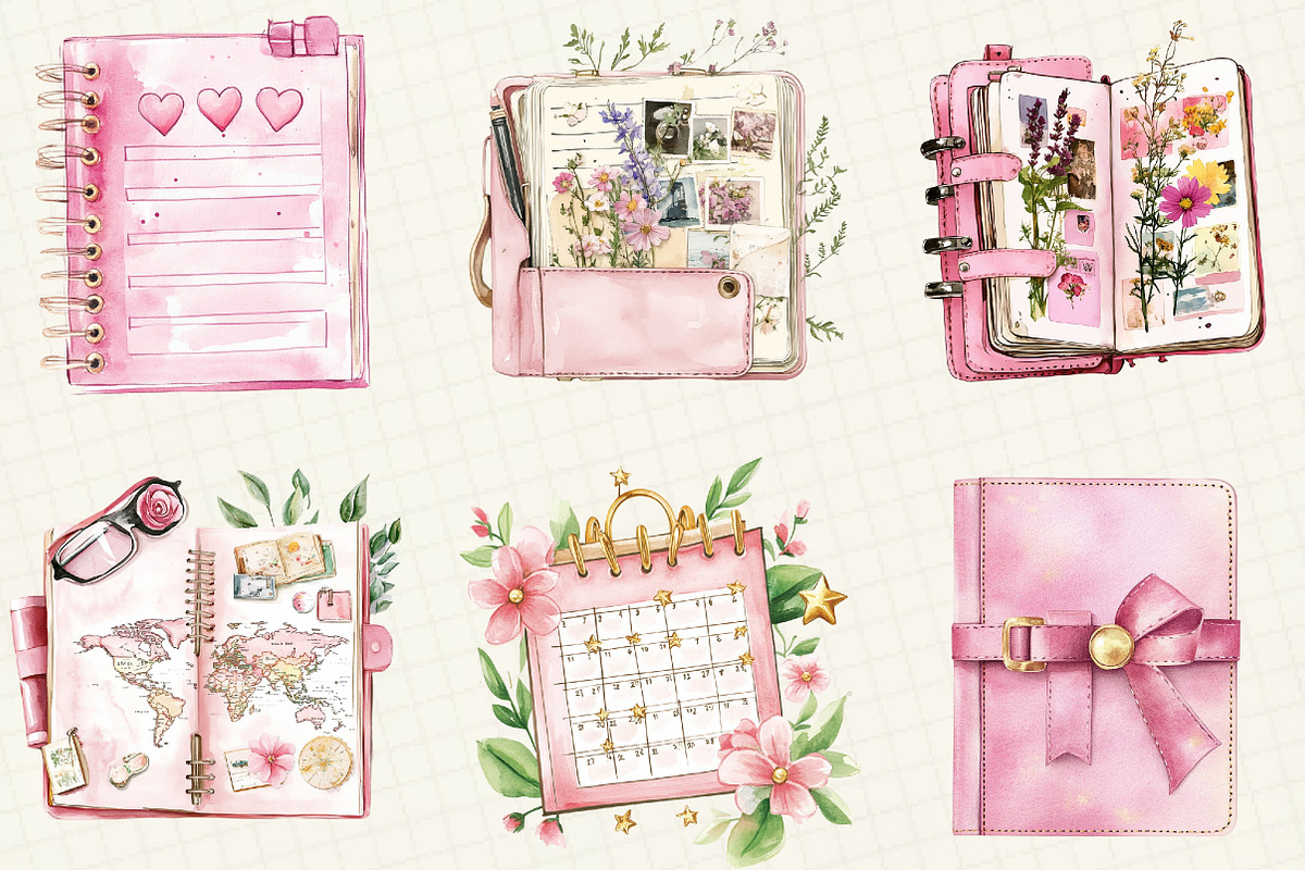 Pretty Pink Planner Clipart, an Illustration by OK Design (Photo 2 of 5)