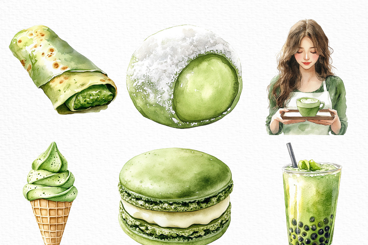 Matcha Green Tea Clipart, an Illustration by Craft Nest (Photo 3 of 6)