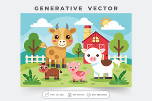 Cute farm animals enjoy a sunny day, a Graphic by Iftikhar Alam