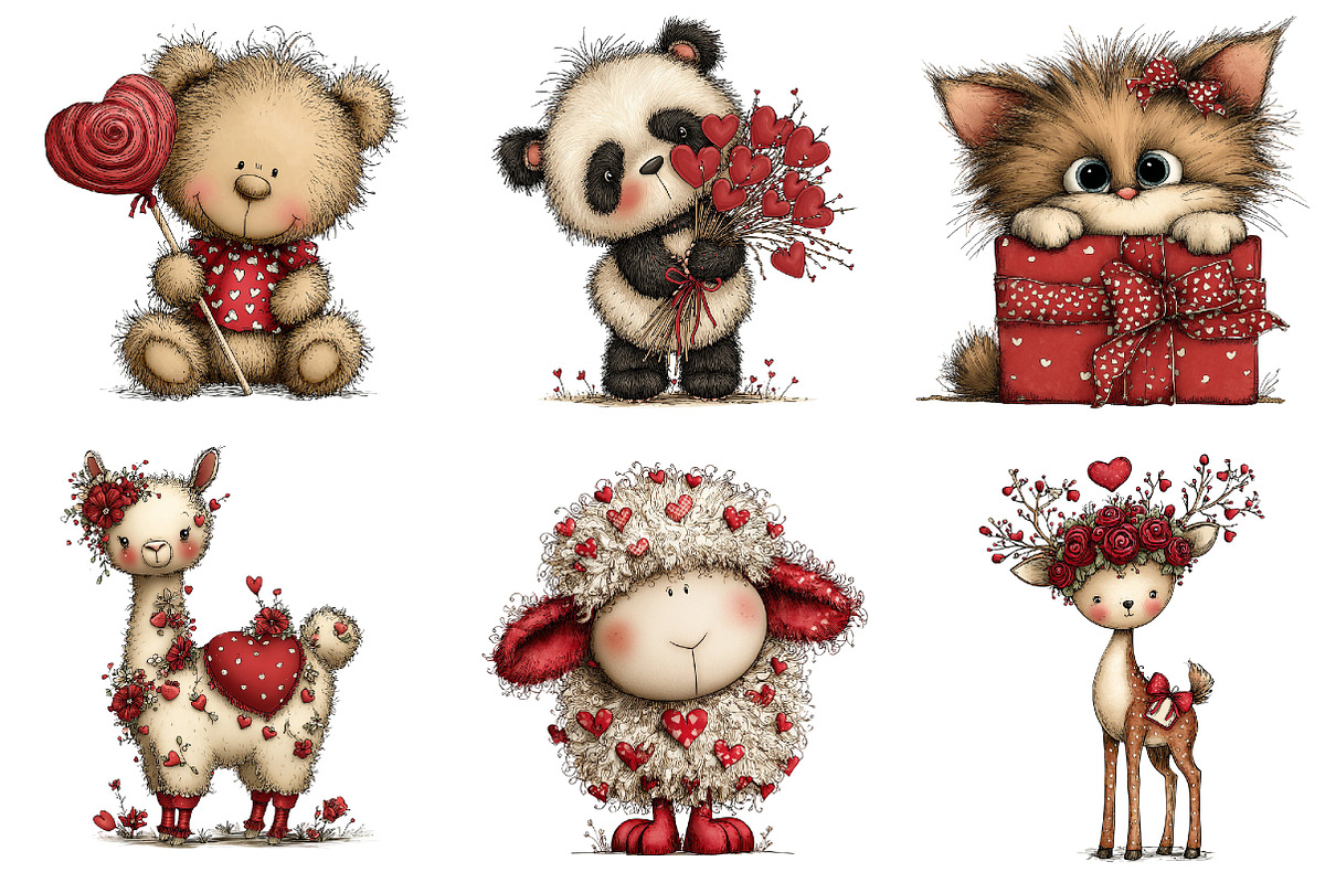 Quirky Valentines Animals Clipart, an Illustration by Dream Creation (Photo 7 of 7)