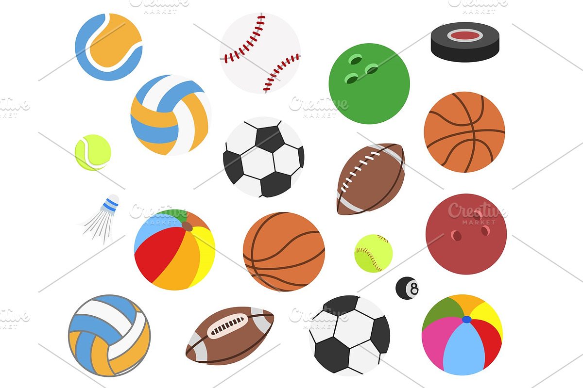Set of vector realistic sport balls, an Object Graphic by the8monkey