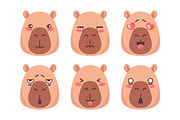 Cute Capybara Character Emoji Set, an Emoji Icon by PsychocheArt (Thumbnail 2 of 3)