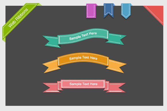 9 Colorful Web Ribbons preview 2