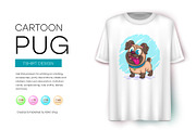 Cute cartoon pug, Tshirt, PNG., an Animal Illustration by KENO Mascots (Thumbnail 5 of 6)