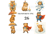 26 Capybara Clipart PNG, an Animal Illustration by Pati Charm Studio (Thumbnail 3 of 8)