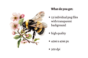 Watercolor Spring Bees and Flowers, an Animal Illustration by Mash Mash Stickers (Thumbnail 2 of 9)
