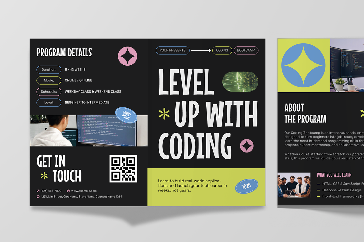 Coding Bootcamp Bifold Brochure, a Brochure Template by Annora Studio (Photo 5 of 6)